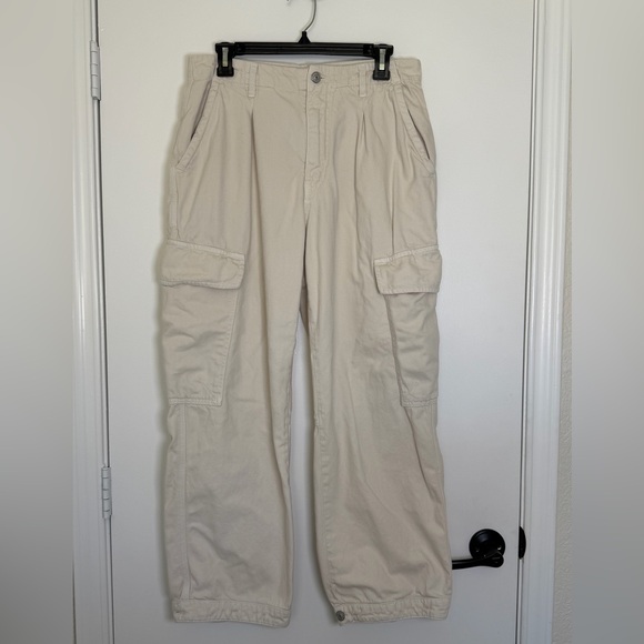 Free People Denim - Free People Baggy Utility Cargo Pants Size 8 Beige Boho Gorpcore Wide Leg